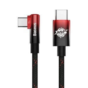 Baseus MVP Elbow kątowy kabel przewód Power Delivery z bocznym wtykiem USB Typ C / USB Typ C 2m 100W 5A czerwony (CAVP000720