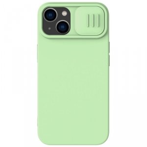Nillkin CamShield Magnetic Silicone Case etui iPhone 14 Plus magnetyczny MagSafe pokrowiec z osłoną na aparat zielony