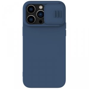 Nillkin CamShield Magnetic Silicone Case etui iPhone 14 Pro Max magnetyczny MagSafe pokrowiec z osłoną na aparat niebieski