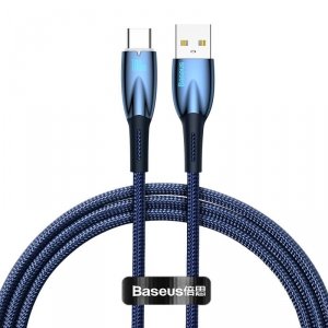 Baseus Glimmer Series kabel do szybkiego ładowania USB-A - USB-C 100W 480Mb/s 1m niebieski