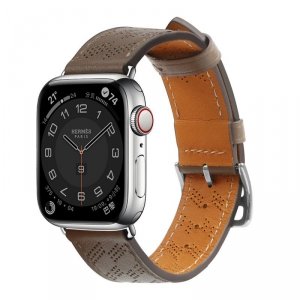 Strap Leather skórzany pasek Apple Watch Ultra, SE, 9, 8, 7, 6, 5, 4, 3, 2, 1 (49, 45, 44, 42 mm) opaska bransoleta ciemnobrązow