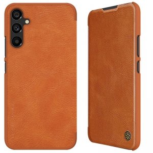 Skórzane etui do Samsung Galaxy A34 5G z klapką portfel Nillkin Qin Leather - brązowe