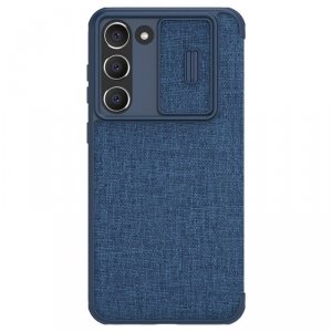 Nillkin Qin Cloth Pro Case etui Samsung Galaxy S23+ pokrowiec z klapką osłona na aparat niebieskie
