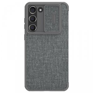 Nillkin Qin Cloth Pro Case etui Samsung Galaxy S23+ pokrowiec z klapką osłona na aparat szare