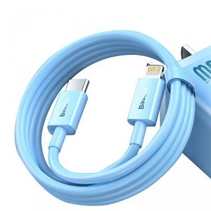 Kabel Baseus CAYS001903 Lightning - USB-C PD 20W 480Mb/s 1m - niebieski
