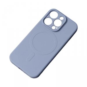 Silikonowe magnetyczne etui iPhone 14 Pro Max Silicone Case Magsafe - szaroniebieskie