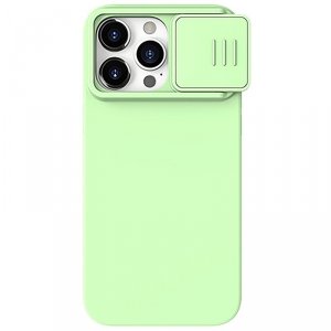 Silikonowe etui Nillkin CamShield Silky Silicone Case do iPhone 15 Pro Max z osłoną na aparat - miętowe