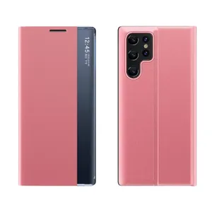 New Sleep Case etui do Samsung Galaxy S24 FE pokrowiec z klapką i podstawką - różowe