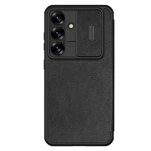 Etui Nillkin Qin Pro na Samsung Galaxy S25 z klapką i osłoną aparatu - czarne
