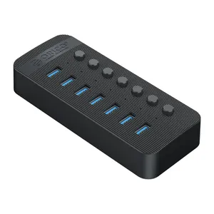 Hub Orico CT2U3-7AB 7x USB-A 3.0 z włącznikami - czarny