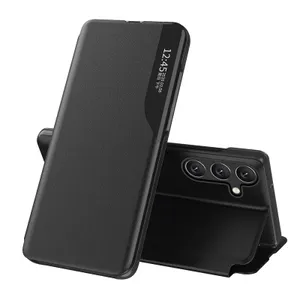 Etui Eco Leather View Case elegancki futerał z klapką i podstawką na Samsung Galaxy S25 Edge - czarne