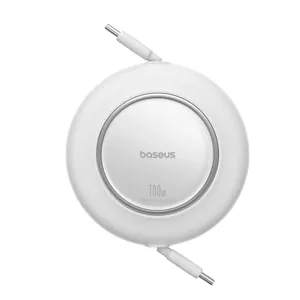 Kabel Baseus Free2Pull Mini 100W zwijany USB-C - USB-C 2m - biały