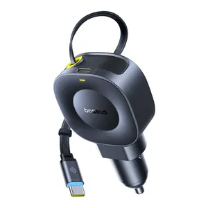 Ładowarka samochodowa Baseus PrimeTrip VR2 30W + 30W ze zwijanym kablem USB-C - czarna