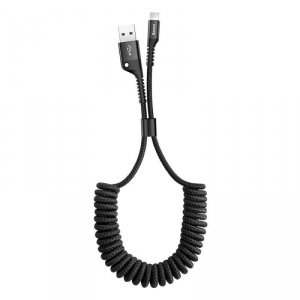 Kabel Baseus Fish Eye sprężynowy USB-A / Lightning 2A 1m - czarny