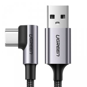 Ugreen kątowy kabel przewód USB - USB Typ C 1m 3A szary (50941)