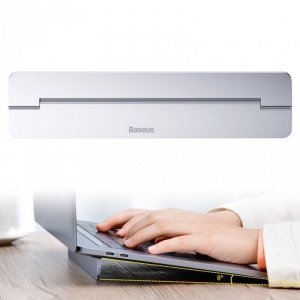 Baseus samoprzylepna aluminiowa podstawka pod laptopa MacBook ultra cienka składana srebrny (SUZC-0S)