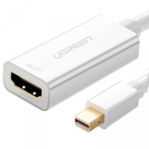 Ugreen kabel adapter przejściówka FHD (1080p) HDMI (żeński) - Mini DisplayPort (męski - Thunderbolt 2.0) biały (MD112 10460)