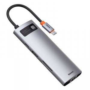 Baseus Metal Gleam 8w1 wielofunkcyjny HUB USB Typ C - USB Typ C Power Delivery 100 W / HDMI 4K 30 Hz / czytnik kart SD i microSD