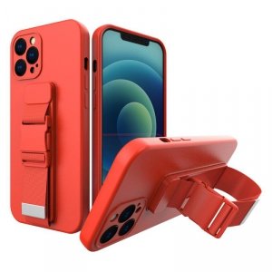 Rope case żelowe etui ze smyczą łańcuszkiem torebka smycz iPhone 13 Pro Max czerwony