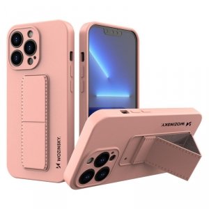 Wozinsky Kickstand Case silikonowe etui z podstawką iPhone 13 różowe