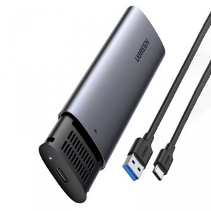 Ugreen kieszeń na dysk obudowa dysku twardego M.2 B-Key SATA 3.0 5Gbps szary + kabel USB Typ C (CM400)