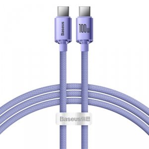 Baseus Crystal Shine Series kabel przewód USB do szybkiego ładowania i transferu danych USB Typ C - USB Typ C 100W 1,2m fioletow