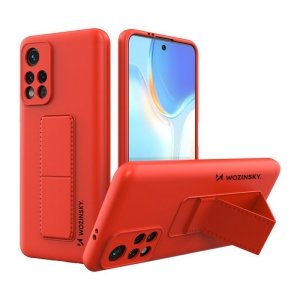 Wozinsky Kickstand Case silikonowe etui z podstawką etui Xiaomi Poco M4 Pro 5G czerwone