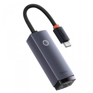 Baseus Lite Series adapter USB Typ C - RJ45 gniazdo LAN 100Mbps szary (WKQX000213)