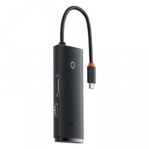 Baseus Lite Series wielofunkcyjny HUB USB Typ C - 2 x USB 3.0 / USB Typ C / HDMI 1,4 / SD/TF czarny (WKQX050001)