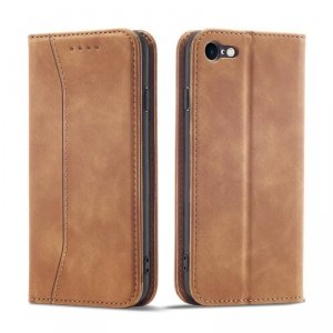 Magnet Fancy Case etui do iPhone SE 2022 / SE 2020 / iPhone 8 / iPhone 7 pokrowiec portfel na karty kartę podstawka brązowy