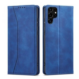 Magnet Fancy Case etui do Samsung Galaxy S22 Ultra pokrowiec portfel na karty kartę podstawka niebieski