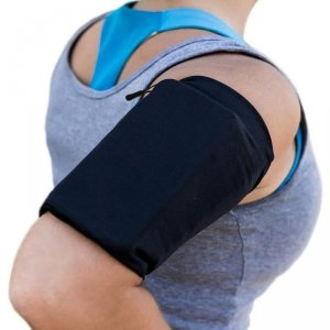Elastyczny materiałowy armband opaska na ramię do biegania fitness M czarna