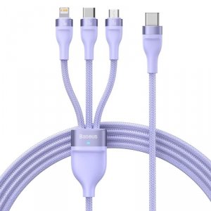 Baseus Flash Series II kabel USB Typ C / USB Typ A - USB Typ C / Lightning / micro USB 100 W 1,5 m fioletowy (CASS030205)