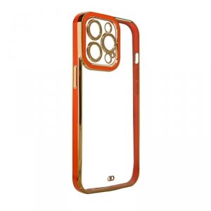 Fashion Case etui do iPhone 12 Pro Max żelowy pokrowiec ze złotą ramką czerwony