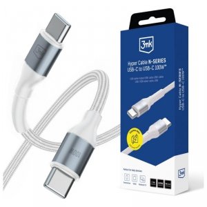 Kabel 3MK Hyper Cable N-SERIES USB-C do  USB-C 1m 20V/5A 100W biały