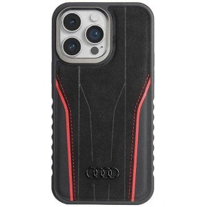 Audi Genuine Leather MagSafe iPhone 15 Pro 6.1 czarno-czerwony/black-red hardcase AU-TPUPCMIP15P-R8/D3-RD