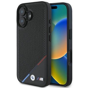 BMW BMHMP16M23PUPDK iPhone 16 Plus 6.7czarny/black hardcase M Perforated Tricolor Line MagSafe