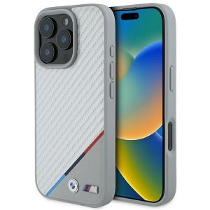 BMW BMHMP16L23PUDTS iPhone 16 Pro 6.3 szary/grey hardcase M Carbon Tricolor Line MagSafe