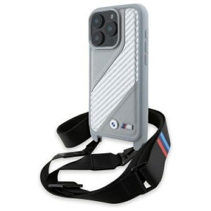 BMW BMHCP16L23PSCCG iPhone 16 Pro 6.3   szary/grey hardcase M Edition Carbon Stripe & Strap