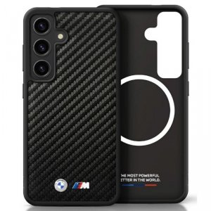 Etui BMW Leather Carbon MagSafe do       Samsung Galaxy S25 czarny