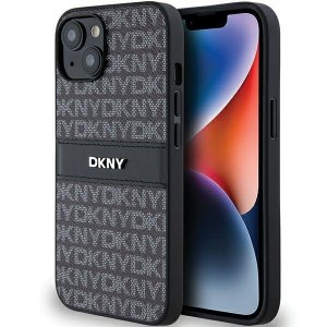 DKNY DKHCP14SPRTHSLK iPhone 14 / 15 / 136.1 czarny/black hardcase Leather Mono Stripe & Metal Logo