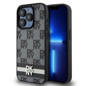 DKNY DKHCP15XPCPTSSK iPhone 15 Pro Max6.7 czarny/black hardcase Leather Checkered Mono Pattern & Printed Stripes