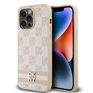 DKNY DKHCP14XPCPTSSP iPhone 14 Pro Max6.7 różowy/pink hardcase Leather Checkered Mono Pattern & Printed Stripes