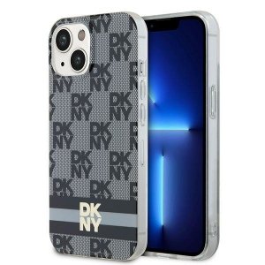 DKNY DKHMP15SHCPTSK iPhone 15 / 14 / 136.1 czarny/black hardcase IML Checkered Mono Pattern & Printed Stripes MagSafe