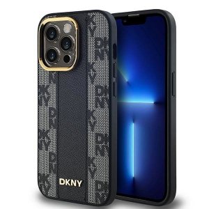 DKNY DKHMP13XPCPVSLK iPhone 13 Pro Max6.7 czarny/black hardcase Leather Checkered Mono Pattern MagSafe