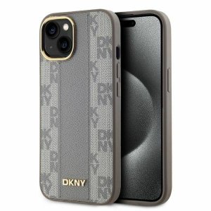 DKNY DKHMP15SPCPVSLE iPhone 156.1 beżowy/beige hardcase Leather Checkered Mono Pattern MagSafe