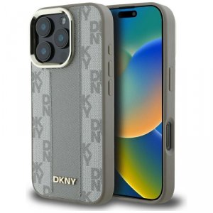 Etui DKNY Checkered Pattern Magsafe do   iPhone 16 Pro beżowy