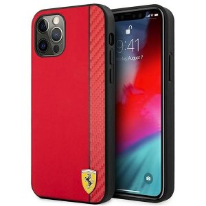 Ferrari FESAXHCP12MRE iPhone 12/12 Pro 6,1 czerwony/red hardcase On Track Carbon Stripe