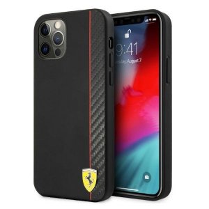 Ferrari FESAXHCP12LBK iPhone 12 Pro Max 6,7 czarny/black hardcase On Track Carbon Stripe