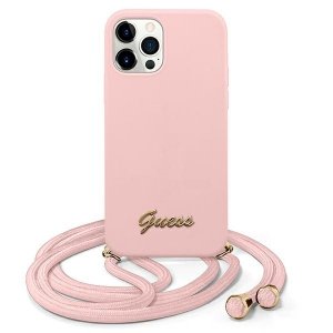 Guess GUHCP12LLSCLMGLP iPhone 12 Pro Max 6,7 różowy/pink hardcase Metal Logo Cord